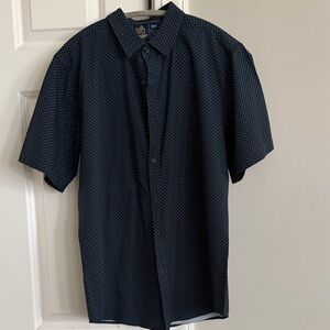 Short-Sleeve Navy Dot Button-Down Shirt by OBAIT
